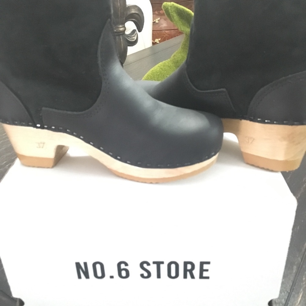No. 6 Mid Herl Shearling Clog Boot Size 37